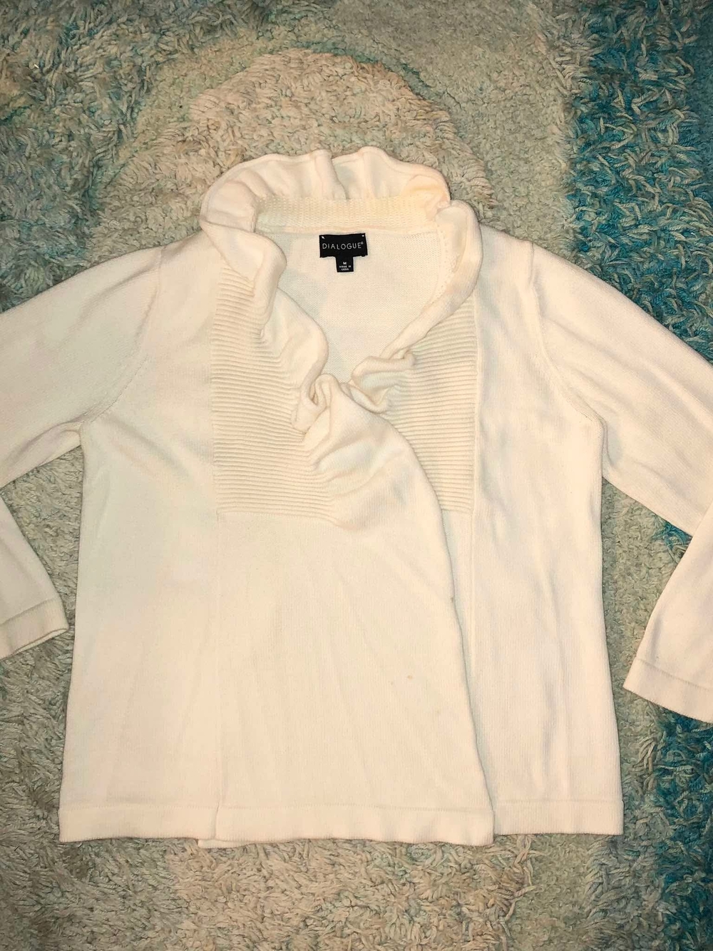 Vintage cream Dialogue ruffle-collar cardigan sweater